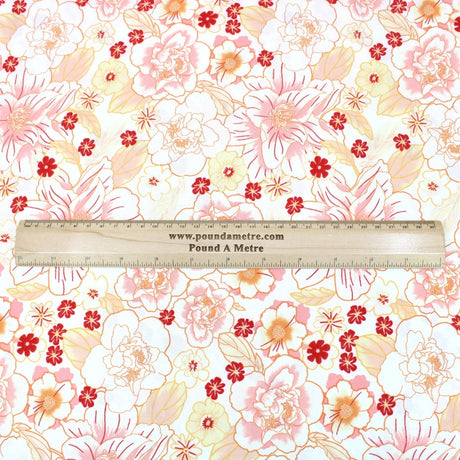 3 Metre Natural Drape Soft-Touch Floral American Crepe 55" Wide - Hawaii Orange - Pound A Metre