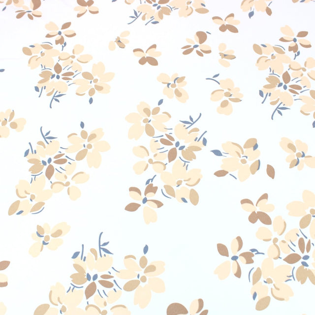 3 Metre Natural Drape Soft-Touch Floral American Crepe 55" Wide - Ivory Peach - Pound A Metre