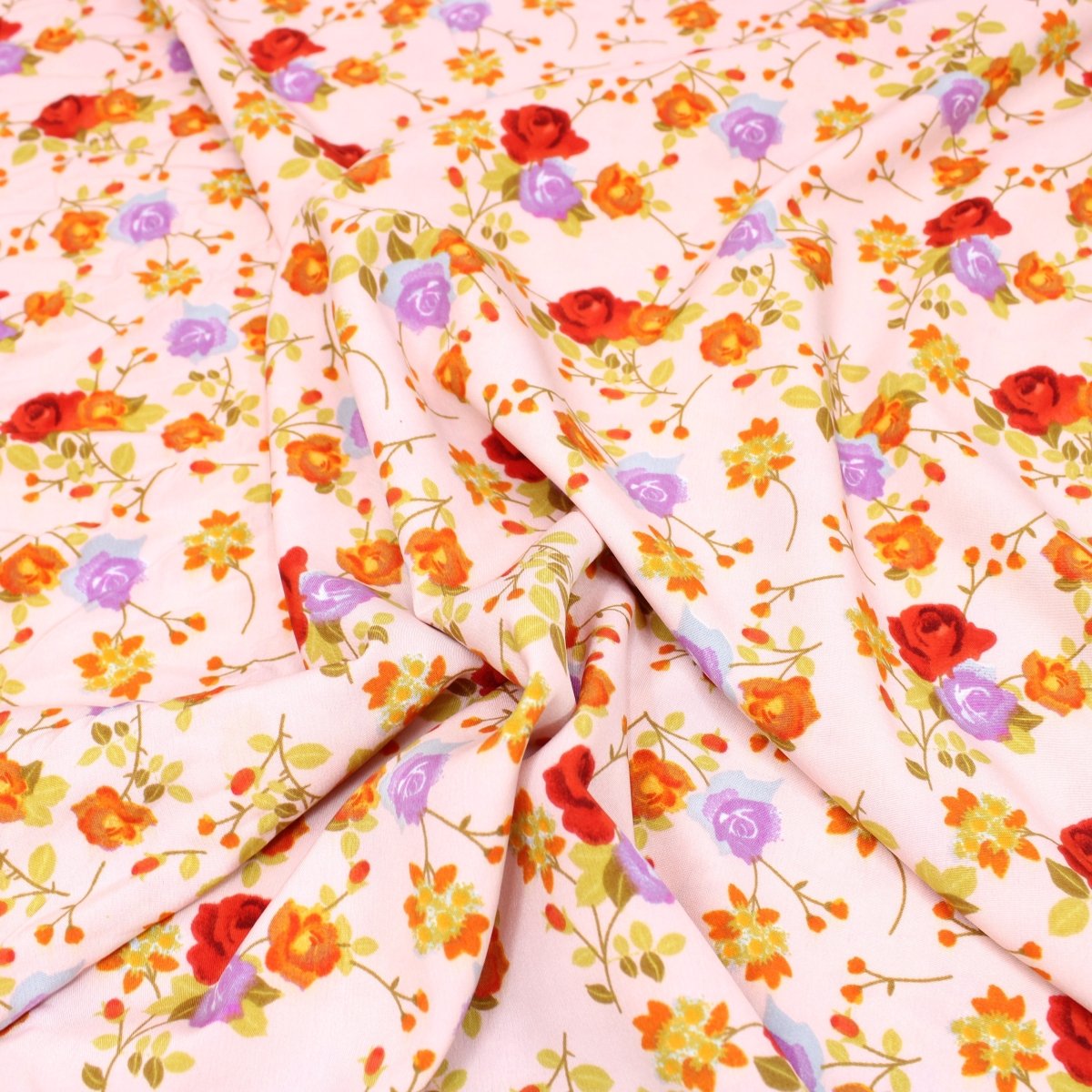 3 Metre Natural Drape Soft-Touch Floral American Crepe 55" Wide - Peach Pink - Pound A Metre