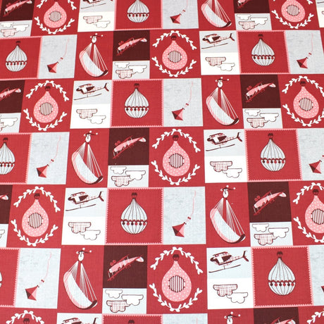 3 Metre Premium 100% Digital Quilting Cotton - Aircrafts - 44" Wide Red - Pound A Metre