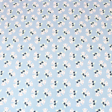 3 Metre Premium 100% Digital Quilting Cotton - Bells - 44" Wide Dusky Blue - Pound A Metre