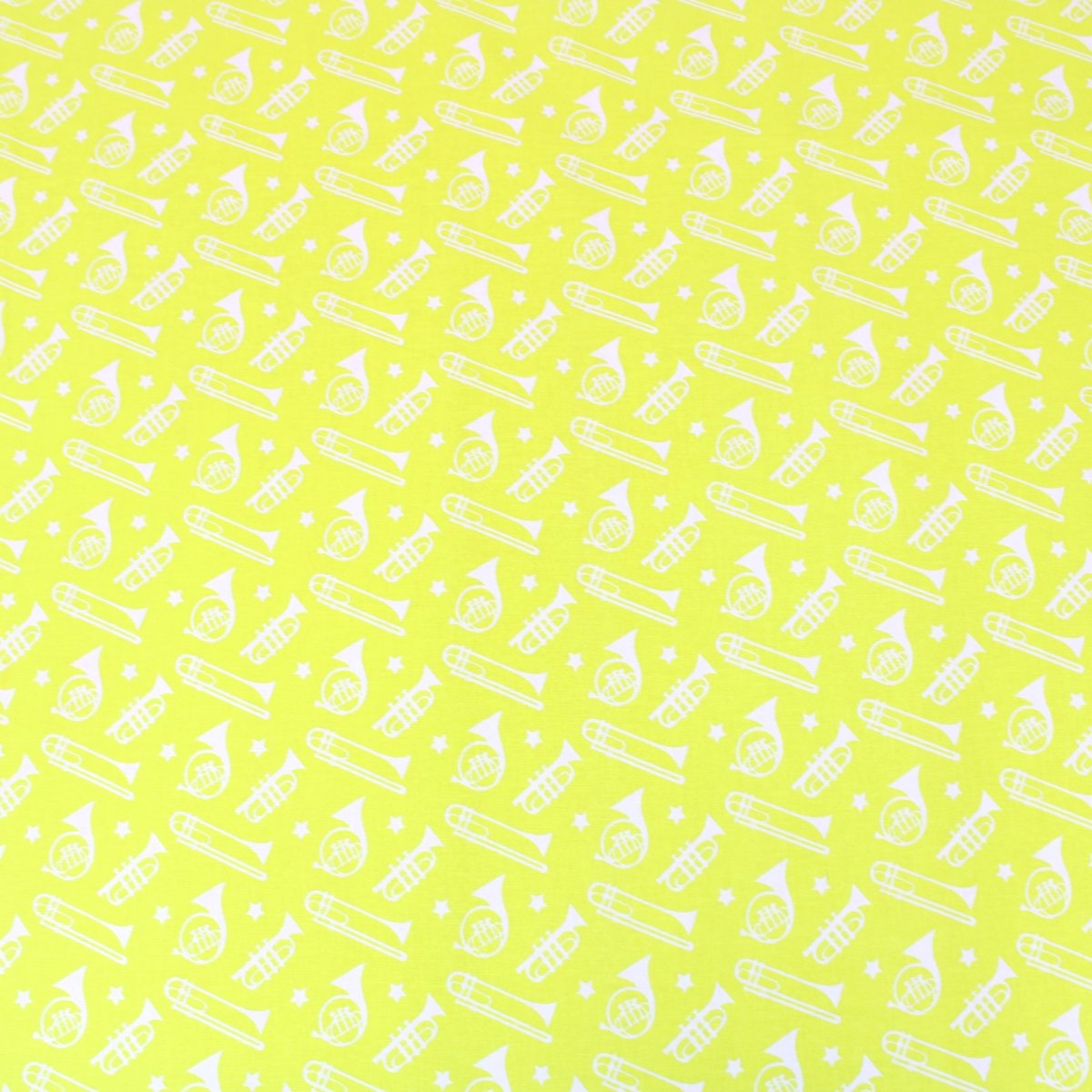 3 Metre Premium 100% Digital Quilting Cotton - Trumpet - 44" Wide Lime Yellow - Pound A Metre