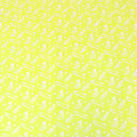 3 Metre Premium 100% Digital Quilting Cotton - Trumpet - 44" Wide Lime Yellow - Pound A Metre