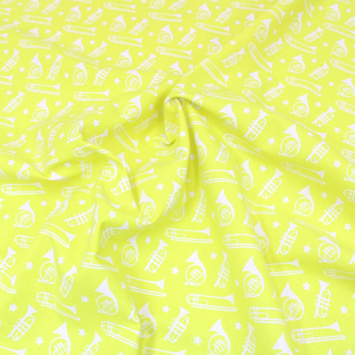 3 Metre Premium 100% Digital Quilting Cotton - Trumpet - 44" Wide Lime Yellow - Pound A Metre