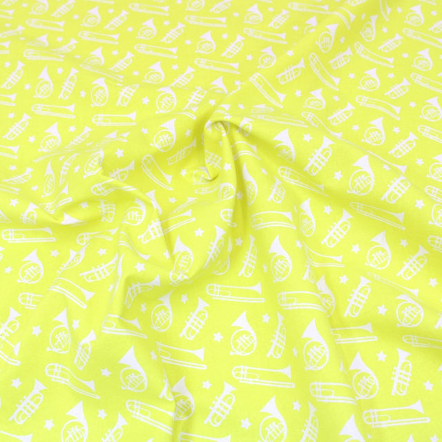 3 Metre Premium 100% Digital Quilting Cotton - Trumpet - 44" Wide Lime Yellow - Pound A Metre