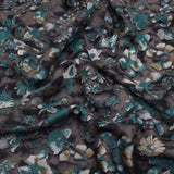 3 Metres Bold Floral Dress-Rayon 45" Wide Teal/Grey/Black - Pound A Metre
