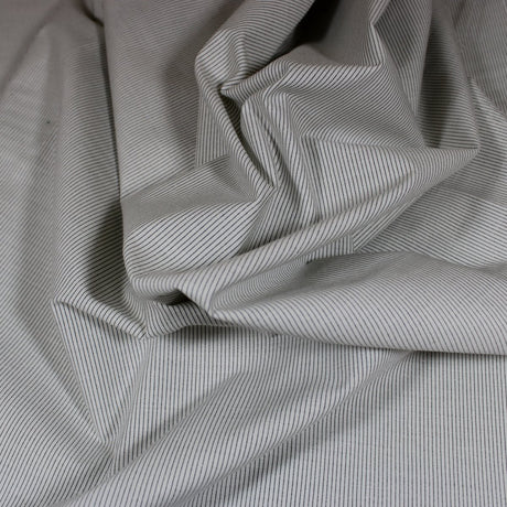 3 Metres Breathable Poly-Cotton T-shirt Striped Suiting Fabric - 55" Ivory & Black - Pound A Metre