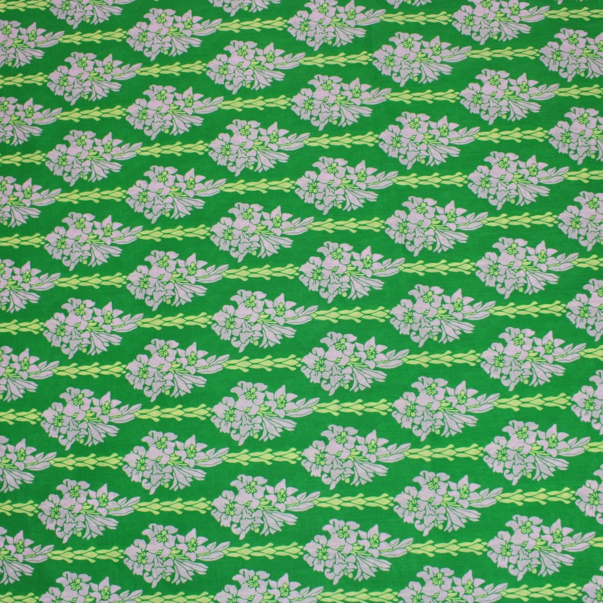 3 Metres Dressmaking 100% Cotton Lawn- (Green Bouquet) (55" Wide) - Pound A Metre