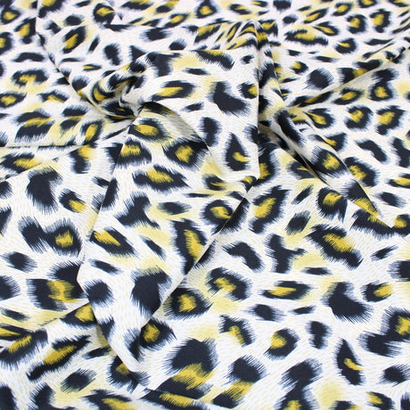 3 Metres Dressmaking Cheetah Print Crepe Georgette- 55" Wide Cream & Yellow - Pound A Metre