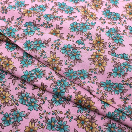 3 Metres Floral Daisy Dress-Rayon 45" Wide Pink - Pound A Metre