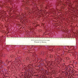 3 Metres Luxury Detailed Embroidered Bridal Lace Fabric - 55" Wide Deep Red - Pound A Metre