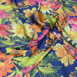 3 Metres Luxury Lounge Wear Floral Satin 55” Wide Navy - Pound A Metre