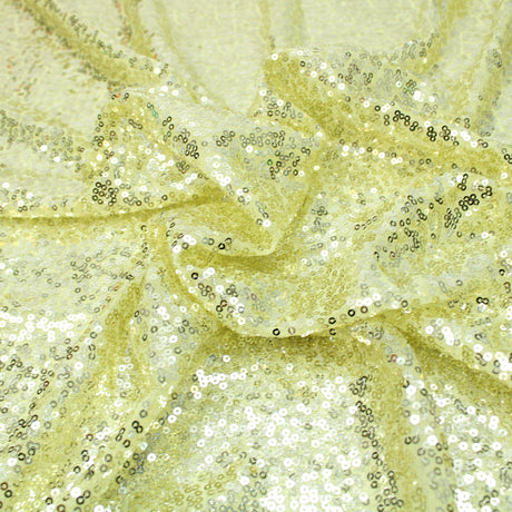 3 Metres Luxury Shimmer Glitz, Full Sequin Fabric- 55" Pale Yellow - Pound A Metre