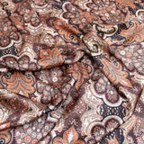 3 Metres Luxury Soft Floral Satin 45” Wide Brown/Orange - Pound A Metre