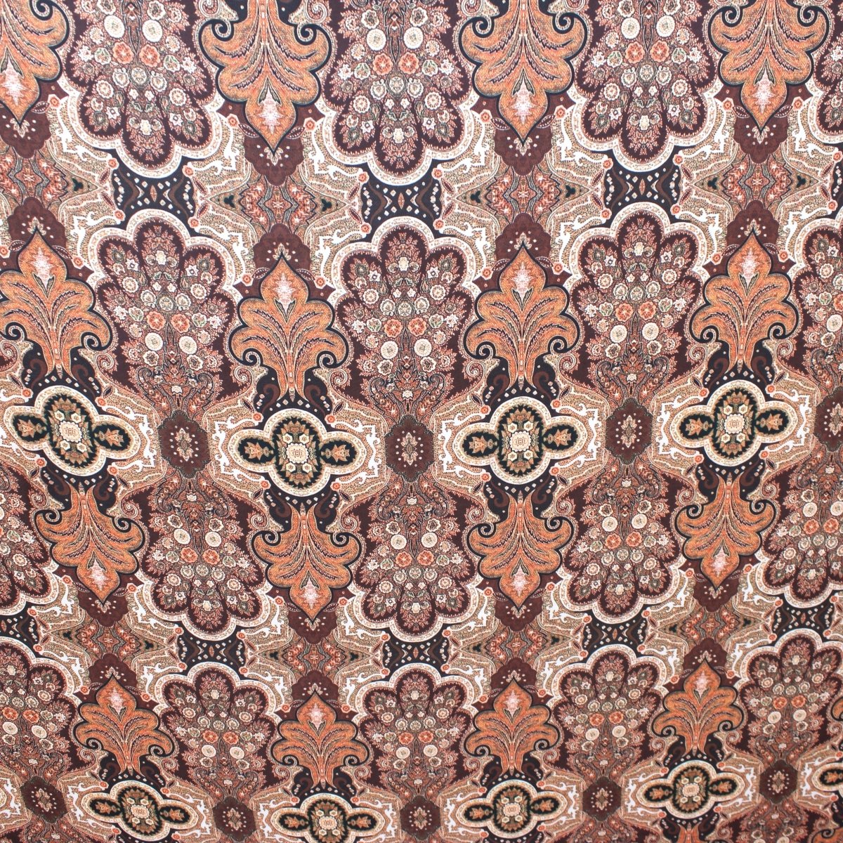 3 Metres Luxury Soft Floral Satin 45” Wide Brown/Orange - Pound A Metre