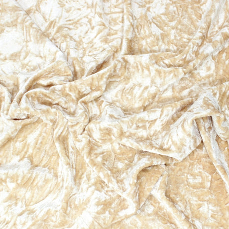 3 Metres Premium Crushed Stretch Velvet 55" Wide Cream - Pound A Metre