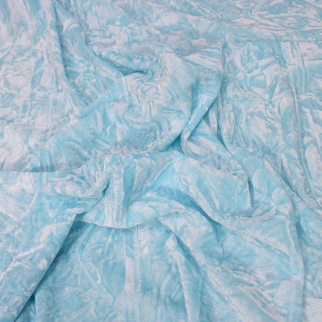 3 Metres Premium Crushed Stretch Velvet 55" Wide Light Blue - Pound A Metre