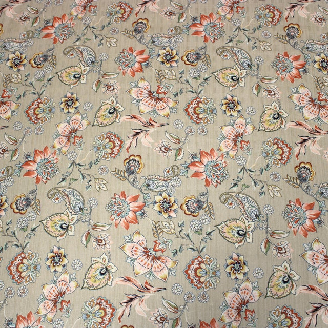 3 Metres Printed Cashmere Effect Crepe Fabric- 45" Wide (Beige Floral) - Pound A Metre