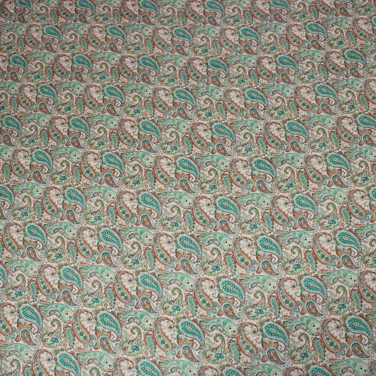 3 Metres Printed Cashmere Effect Crepe Fabric- 45" Wide (Cream Paisley) - Pound A Metre