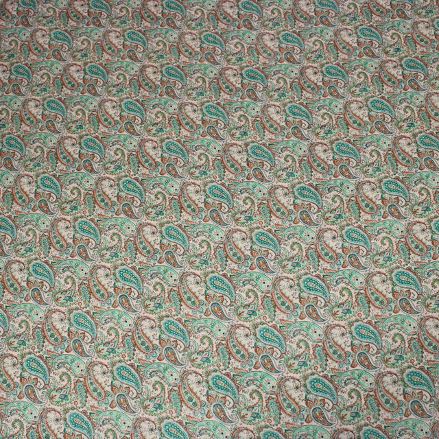 3 Metres Printed Cashmere Effect Crepe Fabric- 45" Wide (Cream Paisley) - Pound A Metre