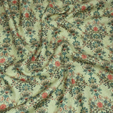 3 Metres Printed Cashmere Effect Crepe Fabric- 45" Wide (Mint Floral) - Pound A Metre