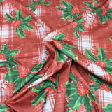 3 Metres Soft Cotton Feel Festive Mistletoe Jersey 55" - Dark Red - Pound A Metre