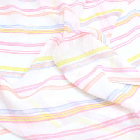 3 Metres Striped Chiffon Georgette- 55" Wide White & Pink - Pound A Metre