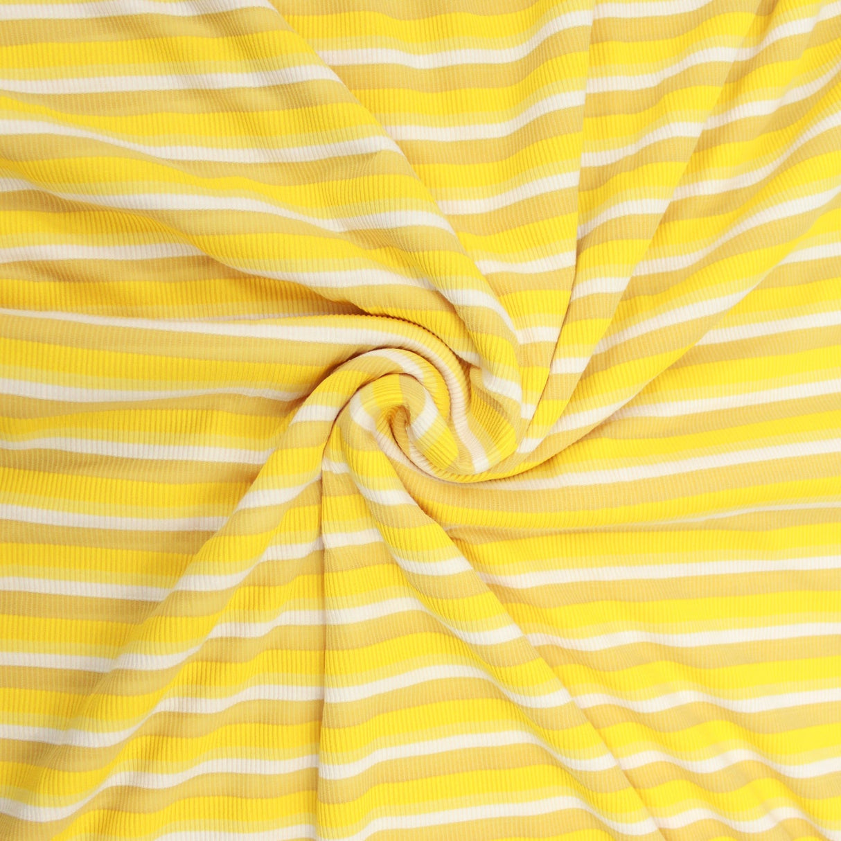 3 Metres Summer Dressmakers Ribbed Jersey 60" Wide Yellow & White (131C) - Pound A Metre