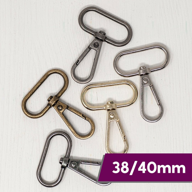 38/ 40mm Snap Hooks For Bags- 4 Colours- Pack of 2 - Pound A Metre