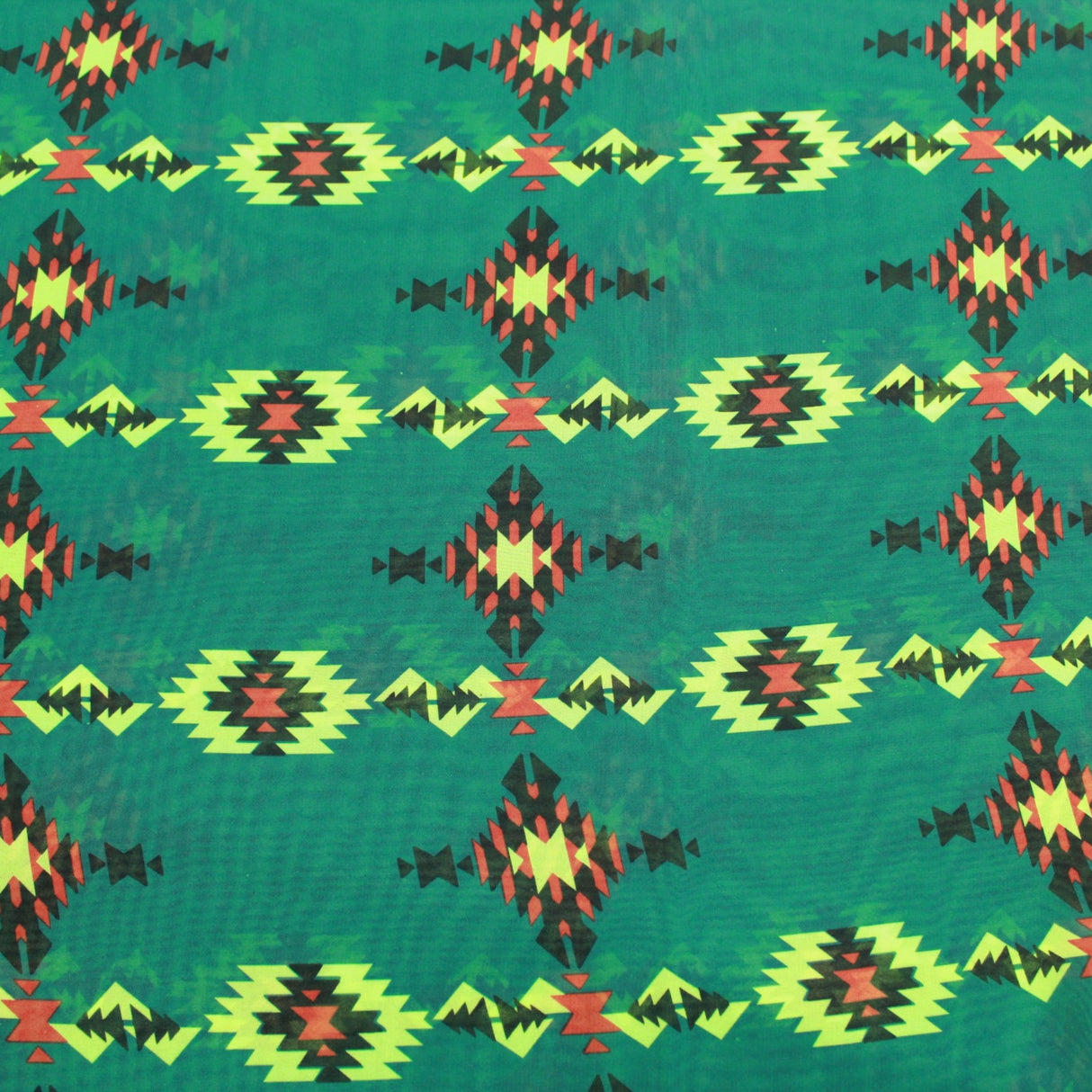 3FOR5 Aztec Printed Chiffon 55" Wide Green (38G) - Pound A Metre