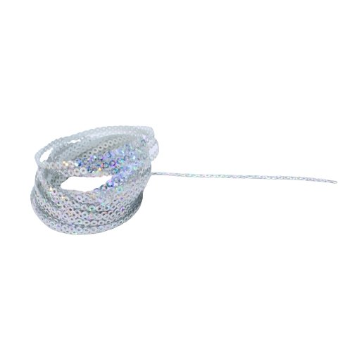 5 Metre Iron On Festive Sparkle Sequin Lace - Silver - Pound A Metre