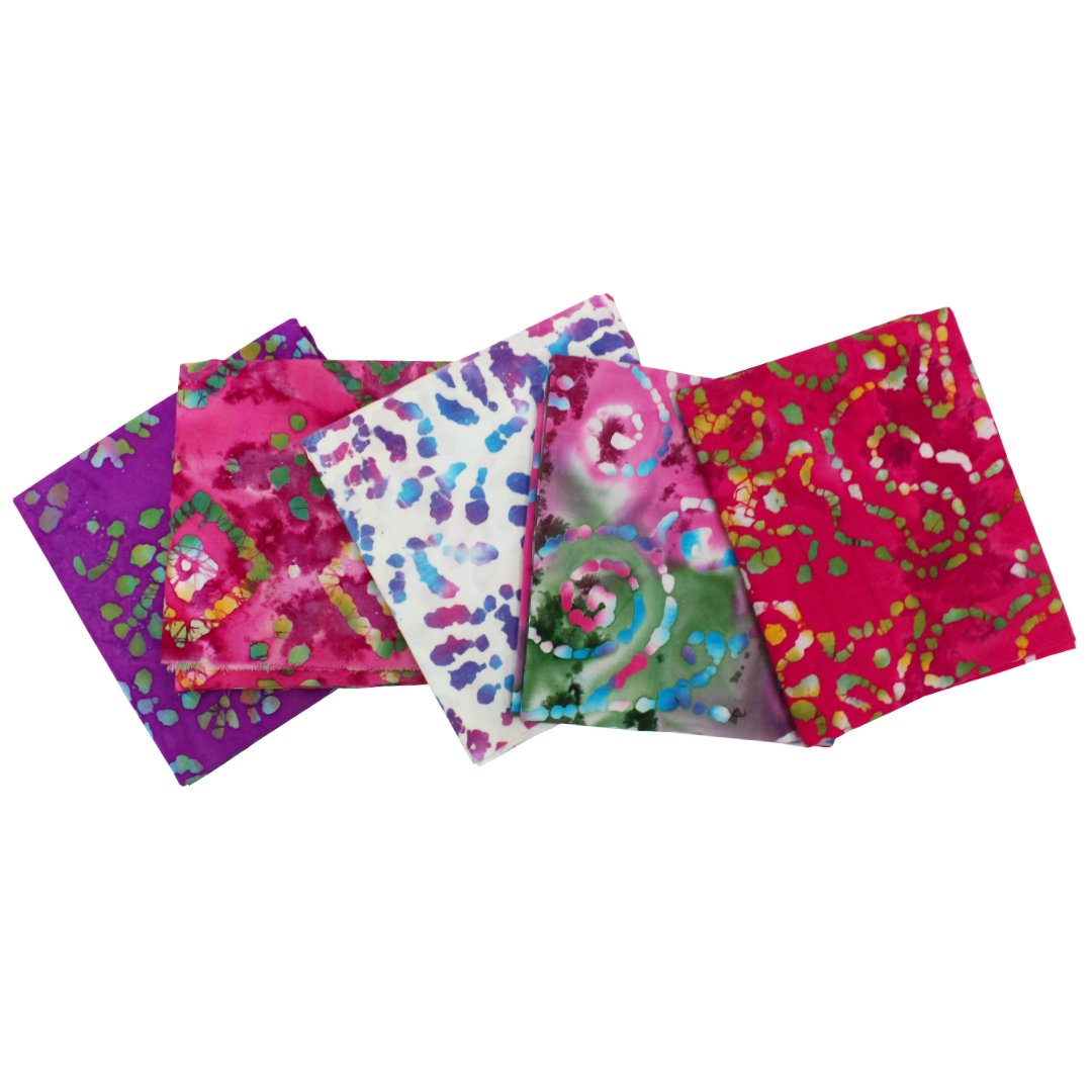 5 Piece Exclusive Fat Quarter 100% Cotton Batik - Pink - Pound A Metre