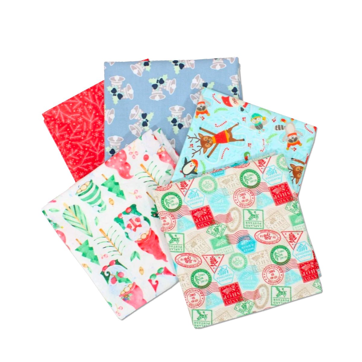 5 Piece Exclusive Fat Quarter Bundle - Christmas 100% Cotton - Pound A Metre