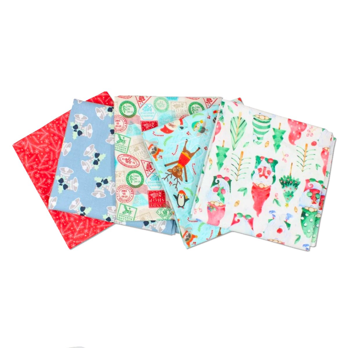 5 Piece Exclusive Fat Quarter Bundle - Christmas 100% Cotton - Pound A Metre