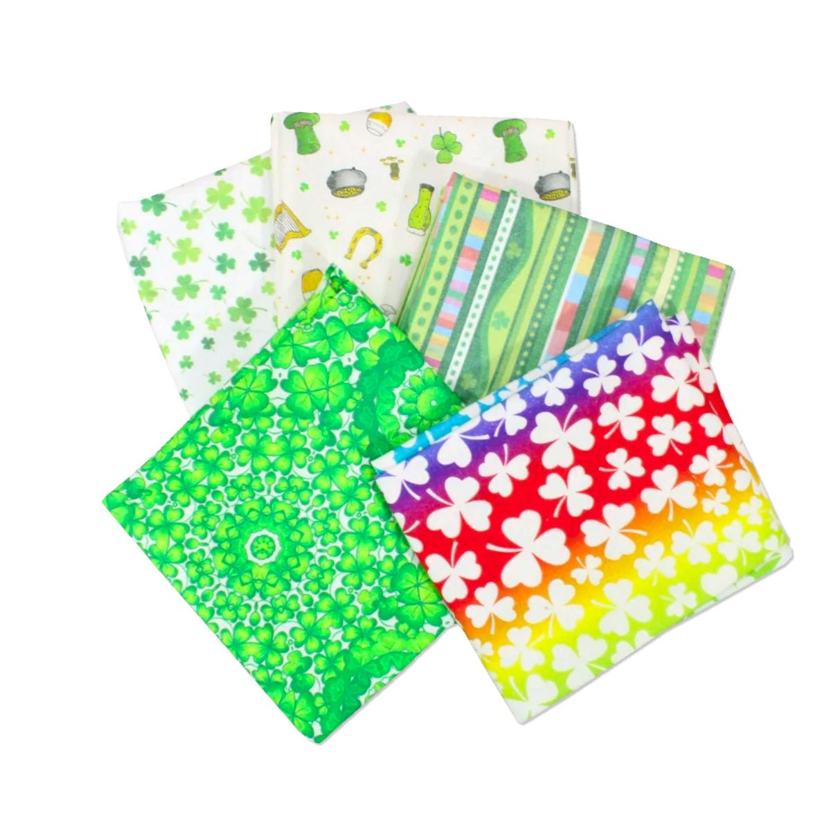 5 Piece Exclusive Fat Quarter Bundle - St Patrick's Day 100% Cotton - Pound A Metre