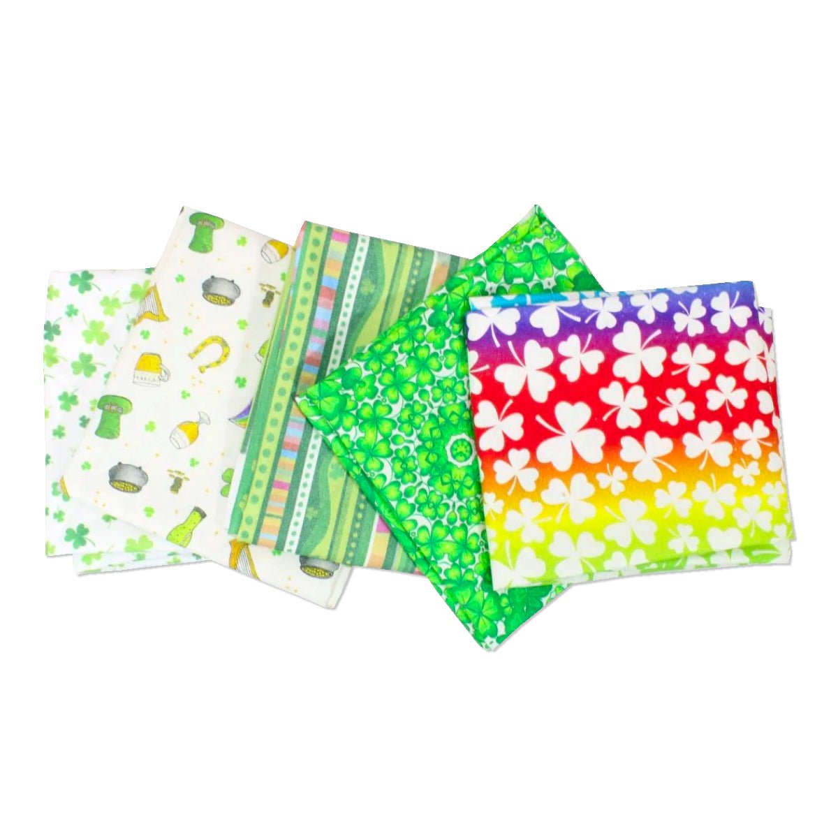 5 Piece Exclusive Fat Quarter Bundle - St Patrick's Day 100% Cotton - Pound A Metre