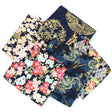 5 Piece Exclusive Oriental Gold Foil Fat Quarter 100% Cotton - Navy - Pound A Metre