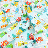 Festive Quilting Cotton 44" Wide Snow House - Light Blue - Pound A Metre