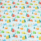 Festive Quilting Cotton 44" Wide Snow House - Light Blue - Pound A Metre