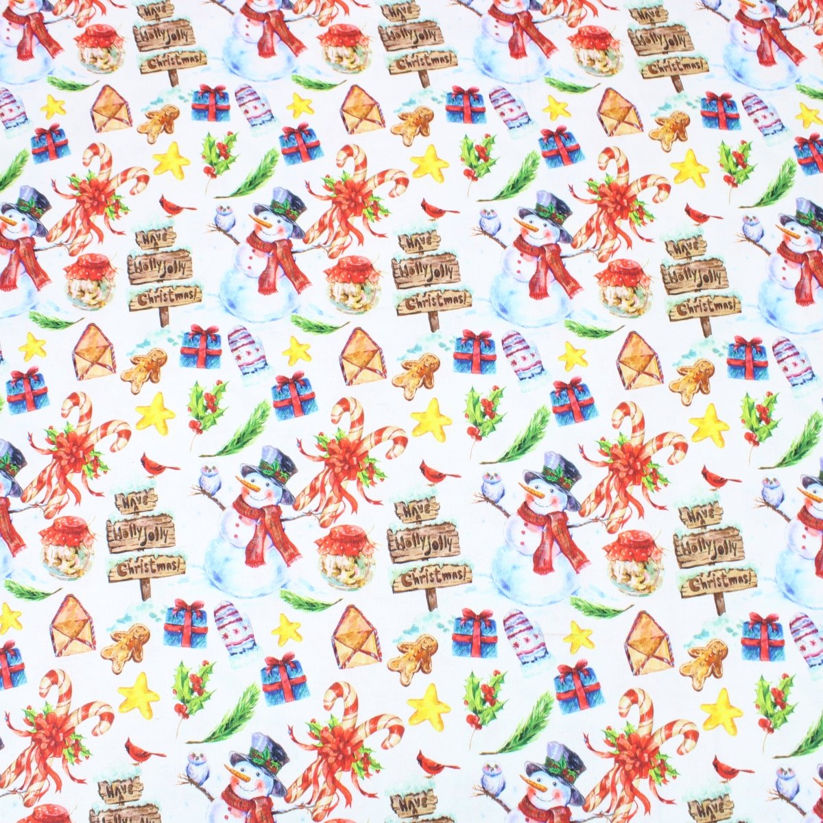 Festive Quilting Cotton 44" Wide Snowman & Gifts - Pound A Metre