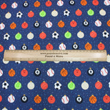 Festive Quilting Cotton 44" Wide Sporty Bauble - Navy - Pound A Metre