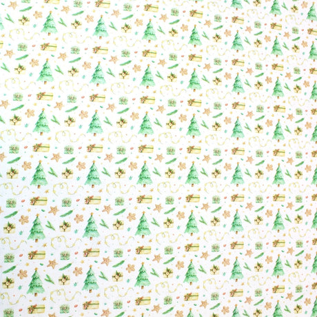 Festive Quilting Cotton 44" Wide Under The Tree- Ivory Gold - Pound A Metre