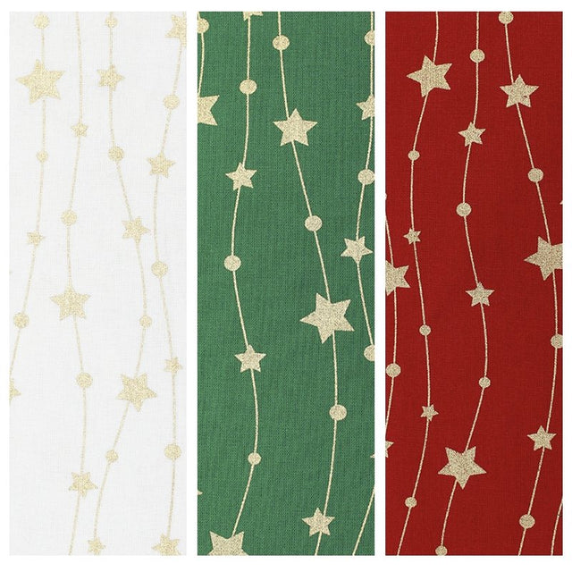 Gold Foil Premium 100% Quilting Cotton "Fairy Lights" - 3 Colours - Pound A Metre