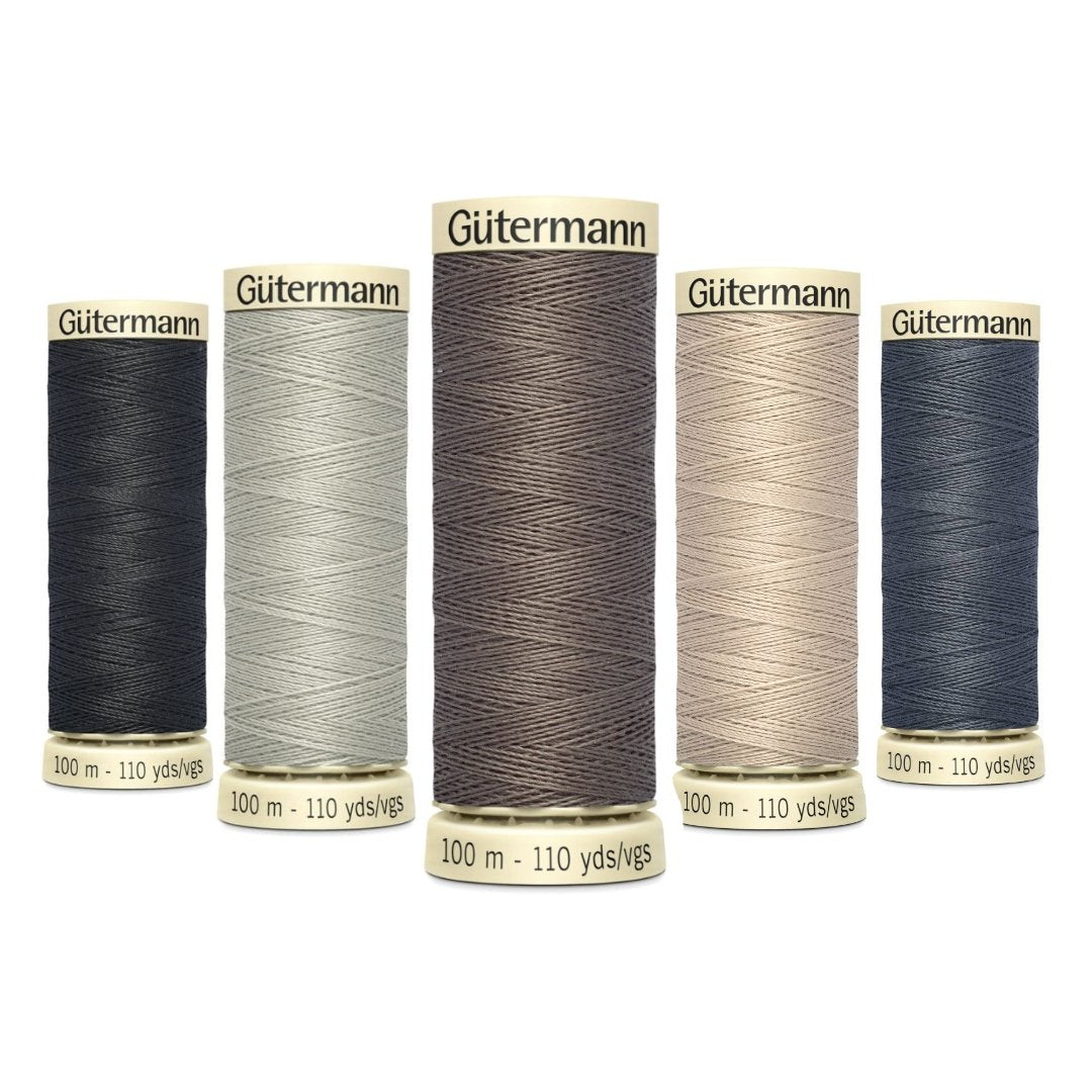 Gütermann Sew All Thread- Shades of Grey Bundle- Pack Of 5 - Pound A Metre