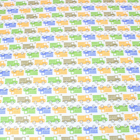 High Quality Brushed Cotton - Colourful Trucks - 60" Wide - Pound A Metre