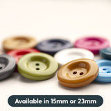 Italian 2 Hole Chunky Button- 15mm (Pack of 5) (14 Colours Available) - Pound A Metre