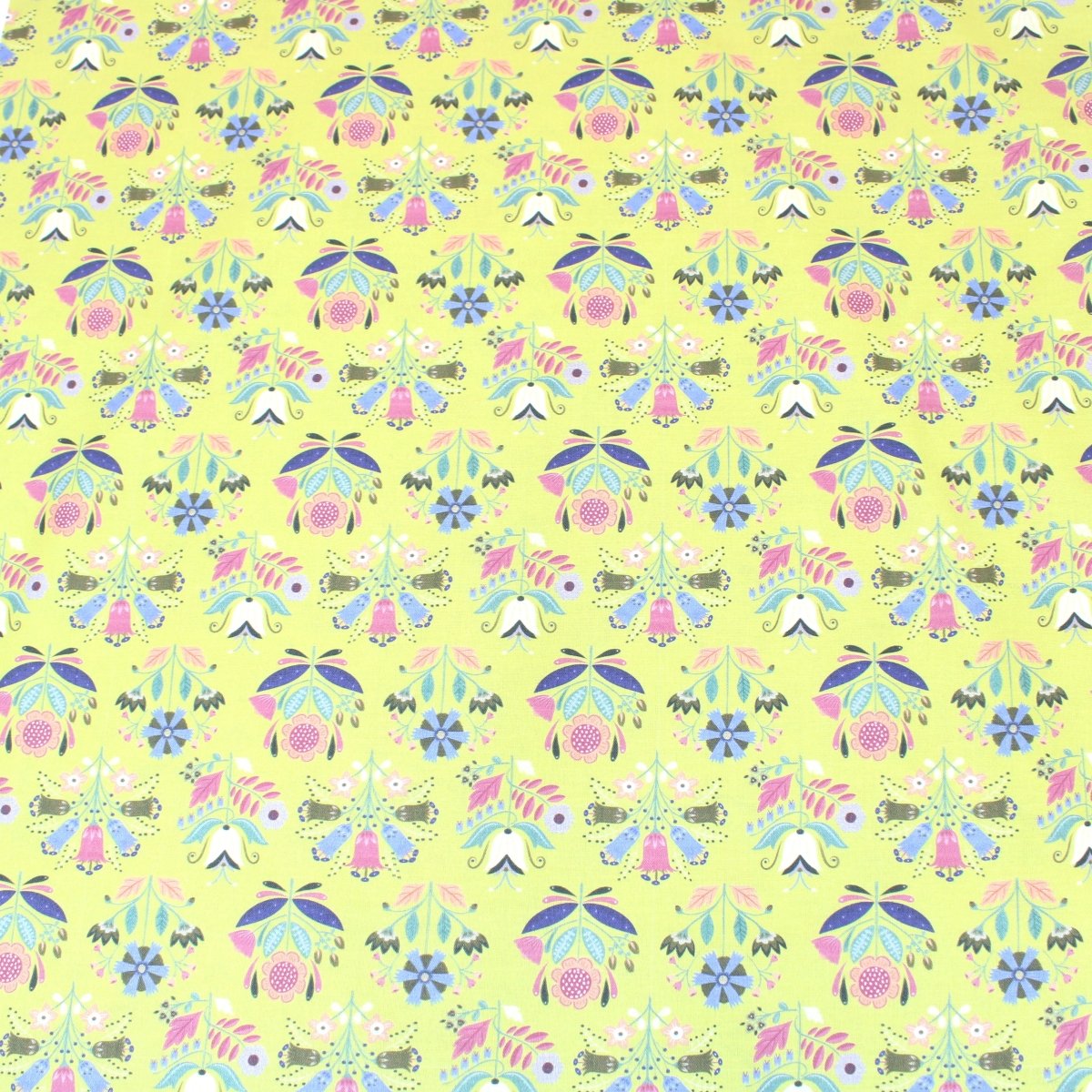 Premium 100% Floral Quilting Cotton - Flower - 44" Wide Lime - Pound A Metre