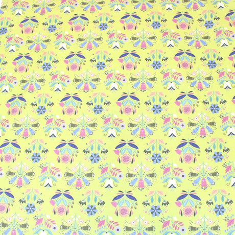 Premium 100% Floral Quilting Cotton - Flower - 44" Wide Lime - Pound A Metre