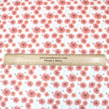 Premium 100% Floral Quilting Cotton - Red Flower - 44" Wide Cream - Pound A Metre