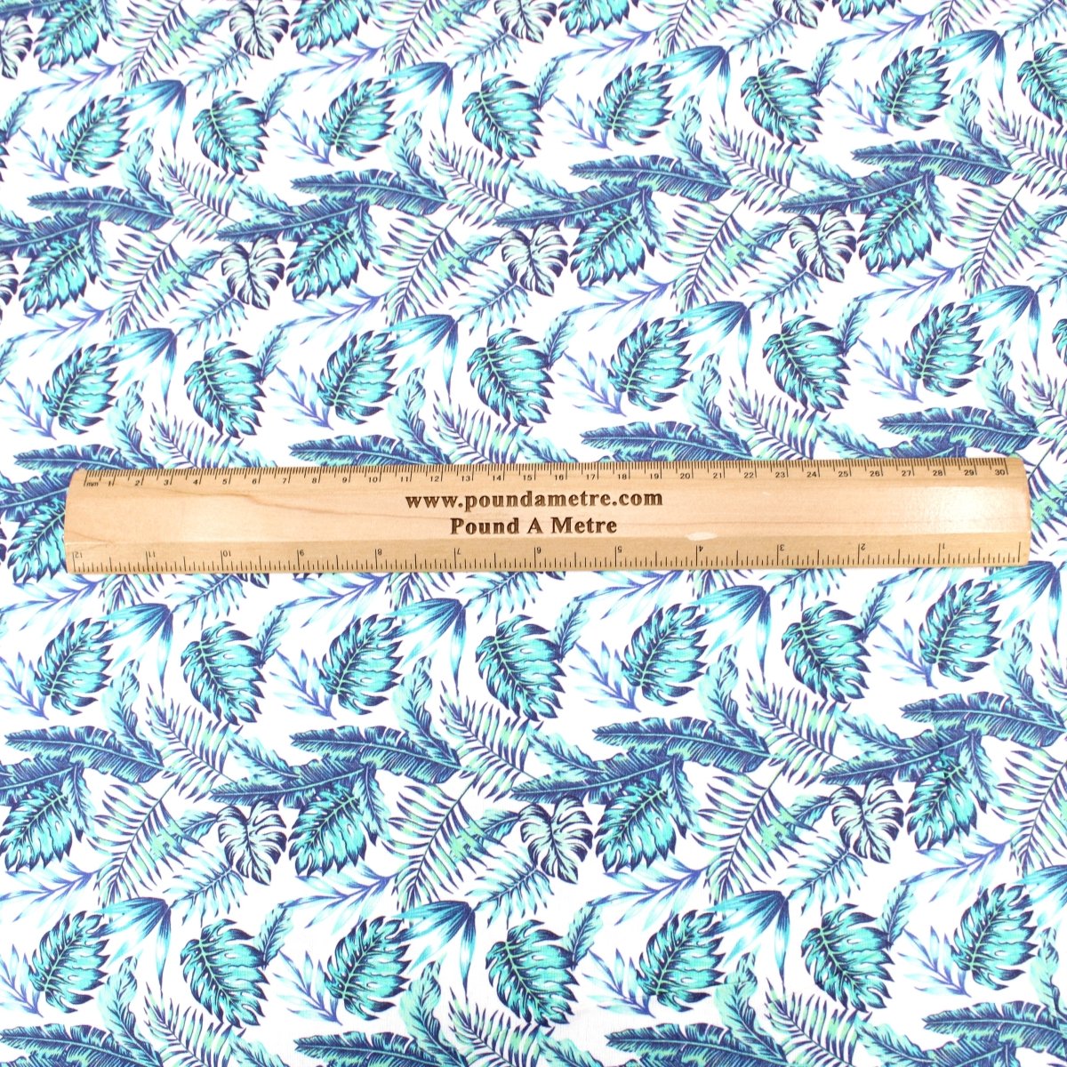 Premium 100% Quilting Cotton 45’ Wide Blue Leafs - Pound A Metre